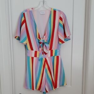 Adrienne Multicolor Striped Romper Women's Small